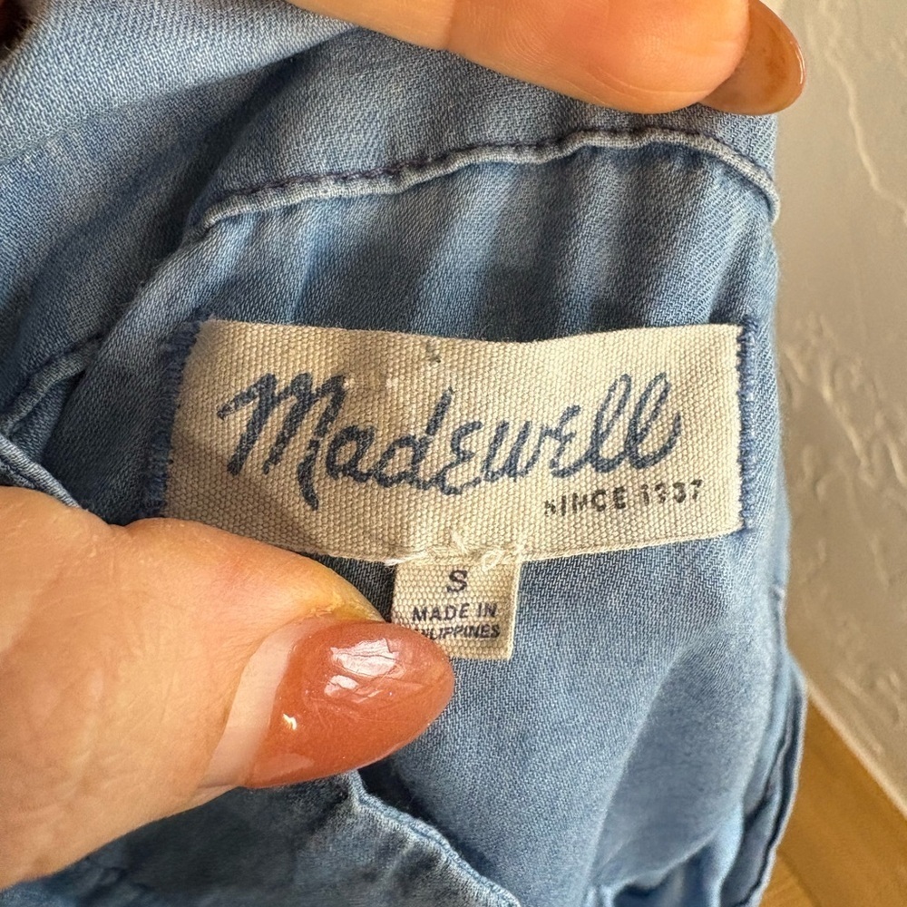 Madewell women’s Central Shirt Bright Indigo button down oversized size small - Picture 4 of 10